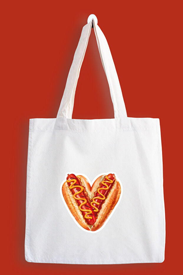 Sausage Heart Waterproof Printed Cloth Bag, Tote Bag