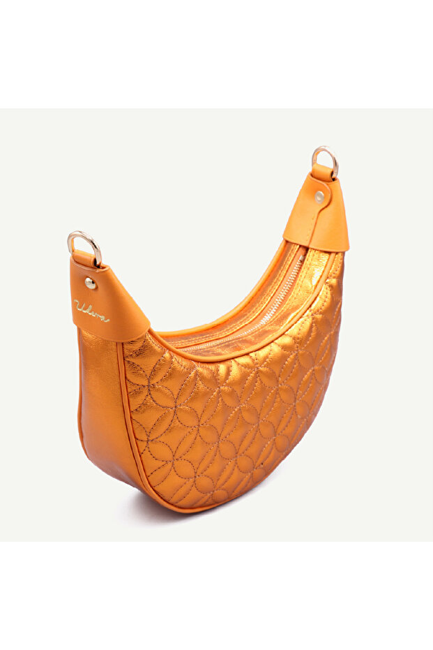 Uderra Orange Quilted Print Genuine Leather Shoulder Bag-S1Km0021