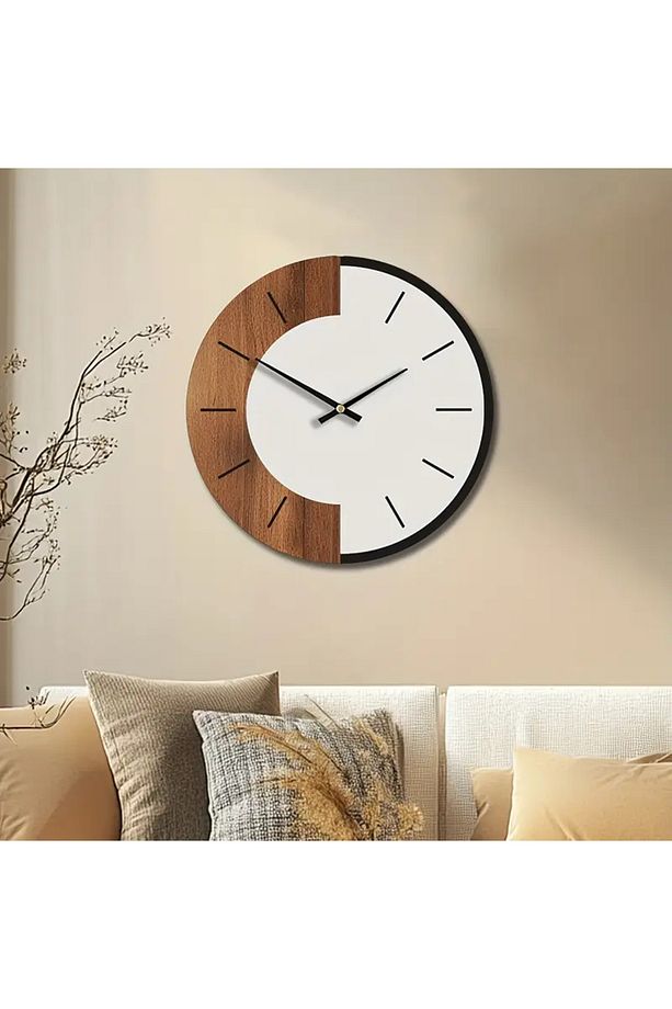 ÖZEL AHŞAP KUTUSUNDA MODERN IŞIKLI DUVAR SAATİ SİYAH CEVİZ 50 CM ÖLÇÜSÜNDE - 2