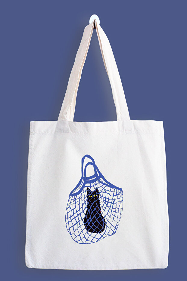 Mesh Cat Waterproof Printed Cloth Bag, Tote Bag
