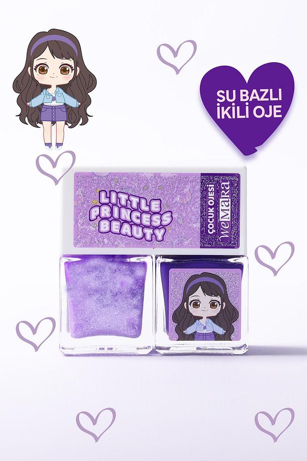 LITTLE PRINCESS SU BAZLI MOR OJE & GLITTERLI OJE MOR SET 2 LI (2*8 ML) - 1