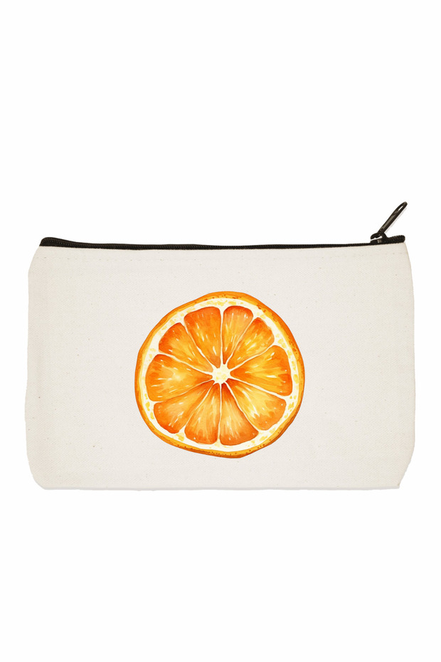 حقيبة مكياج مطبوعة باللون البرتقالي - 1
