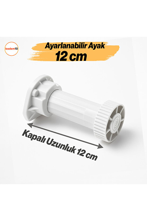 Ayarlanabilir 8 Adet 12 Cm Plastik Ayak Dolap Mobilya Tezgah Yükseltici Yükseltme Ayağı Ayakları - 4