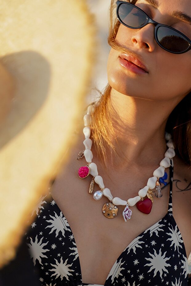 Colored Charm Necklace - 5