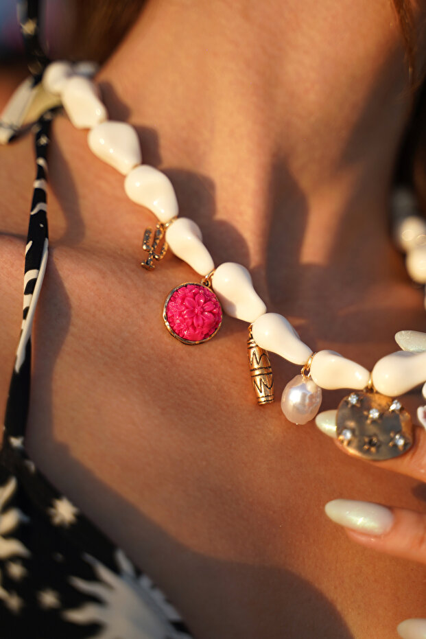 Colored Charm Necklace - 6