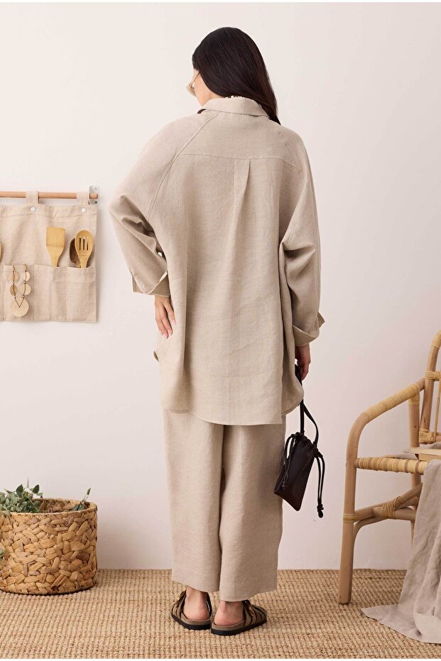 Reglan Kol Basic Keten Gömlek - 4