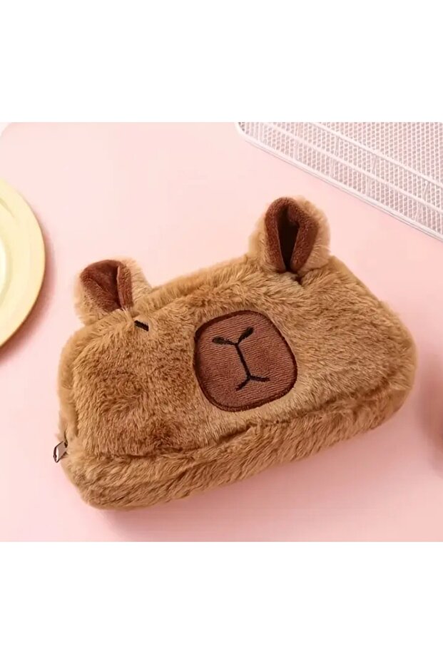Cute Capybara Figured Plush Pen Holder with Zipper and Soft Texture