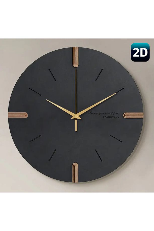 ÖZEL AHŞAP KUTUSUNDA MODERN IŞIKLI DUVAR SAATİ SİYAH GOLD 50 CM ÖLÇÜSÜNDE - 1