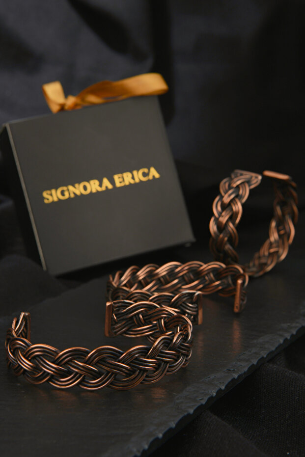Saç Örgü Model Bakır Bileklik - 1