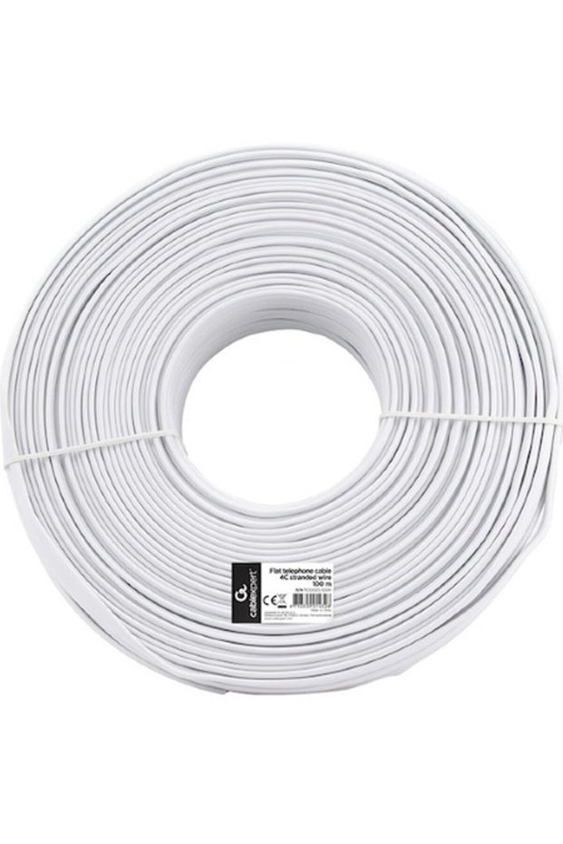 Flat Telephone Cable, Gembird, 100m, White