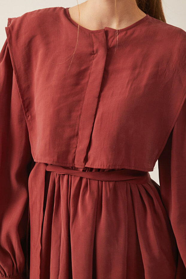 Deren Modal Elbise Kiremit - 8