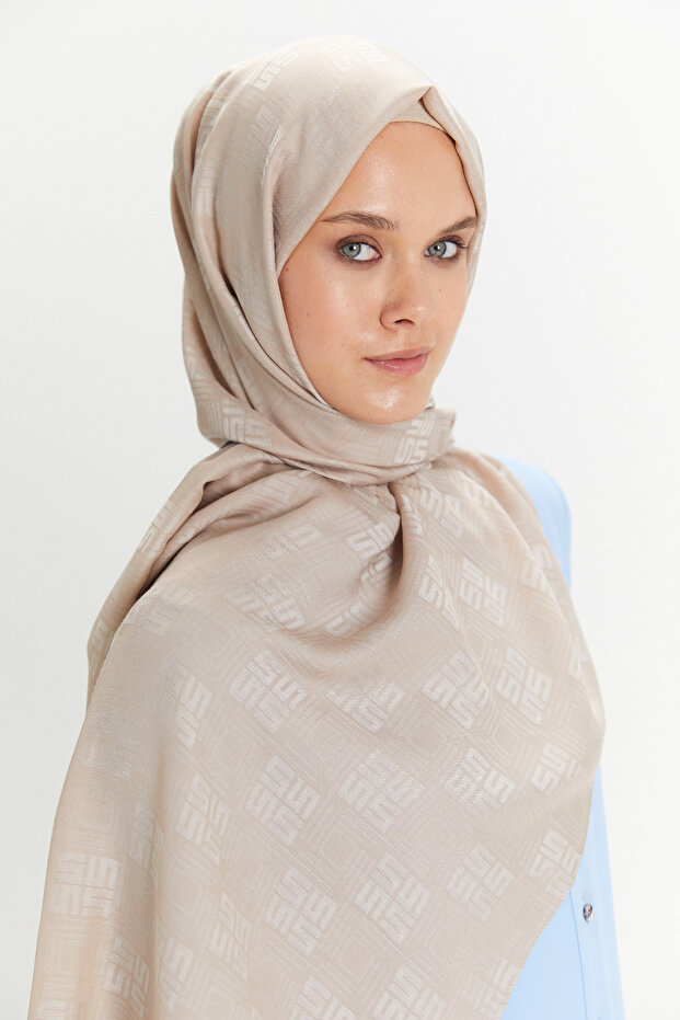 Jakarlı Monogram Şal - 3