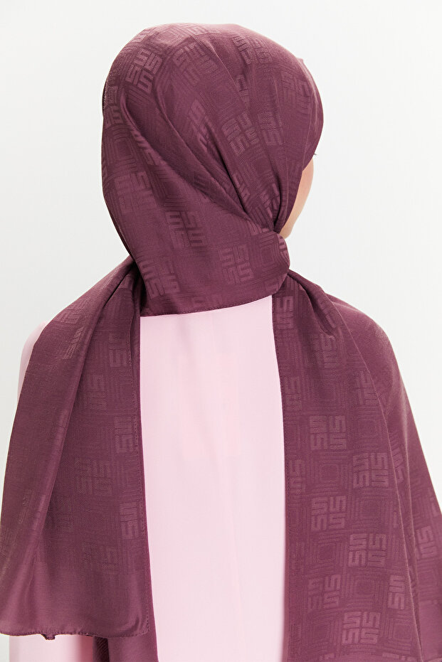 Jakarlı Monogram Şal - 5