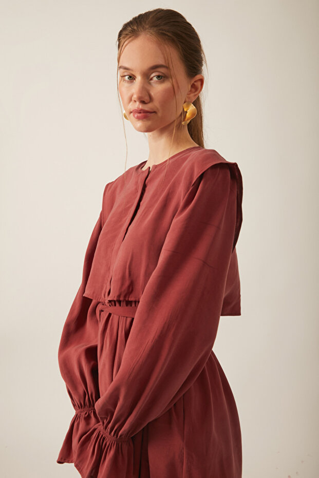 Deren Modal Elbise Kiremit - 4