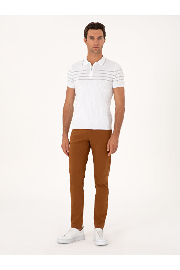 Light Brown Slim Fit Cotton Blend Canvas Pants 50248807-Vr002