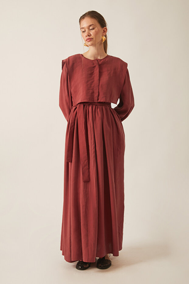 Deren Modal Elbise Kiremit - 3