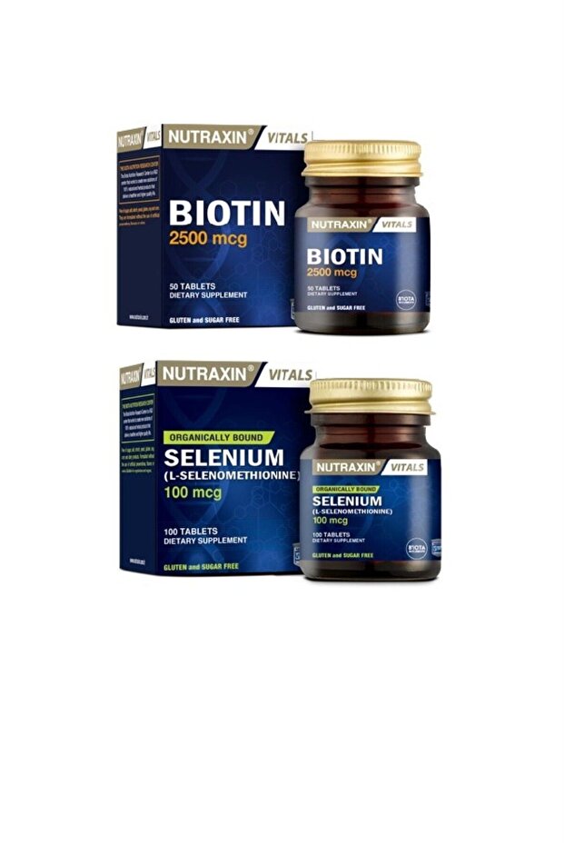 Vitals Biotin 2500 Mcg 50 Tablet + Selenium 100 Mcg 100 Tablet - 1