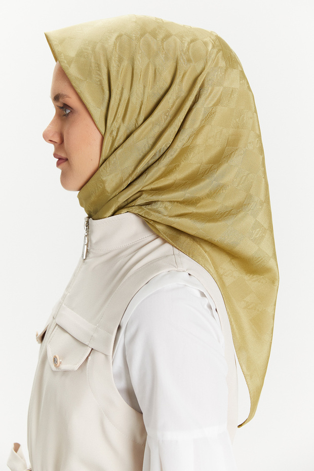 Dama Desenli Logolu Eşarp - 2