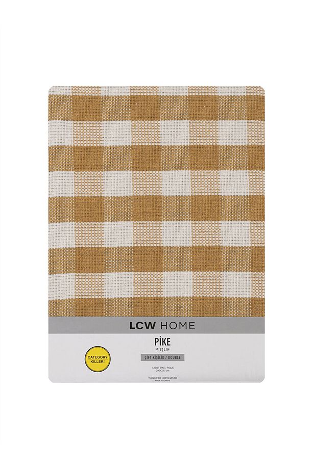 LCW HOME Sari Ekose Desenli Çift Kişilik Pike 200x230 cm - 4