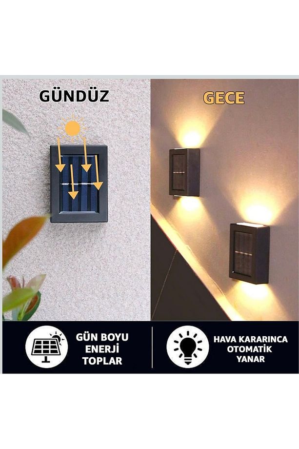 Güneş Enerjili Su Geçirmez Dış Mekan Aydınlatma Lambası-Tekli Model Solar LED Bahçe Aplik Işığı, - 4