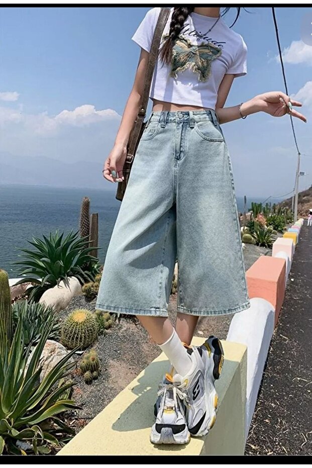 BAGGY Unisex Denim Şort Bermuda - 1