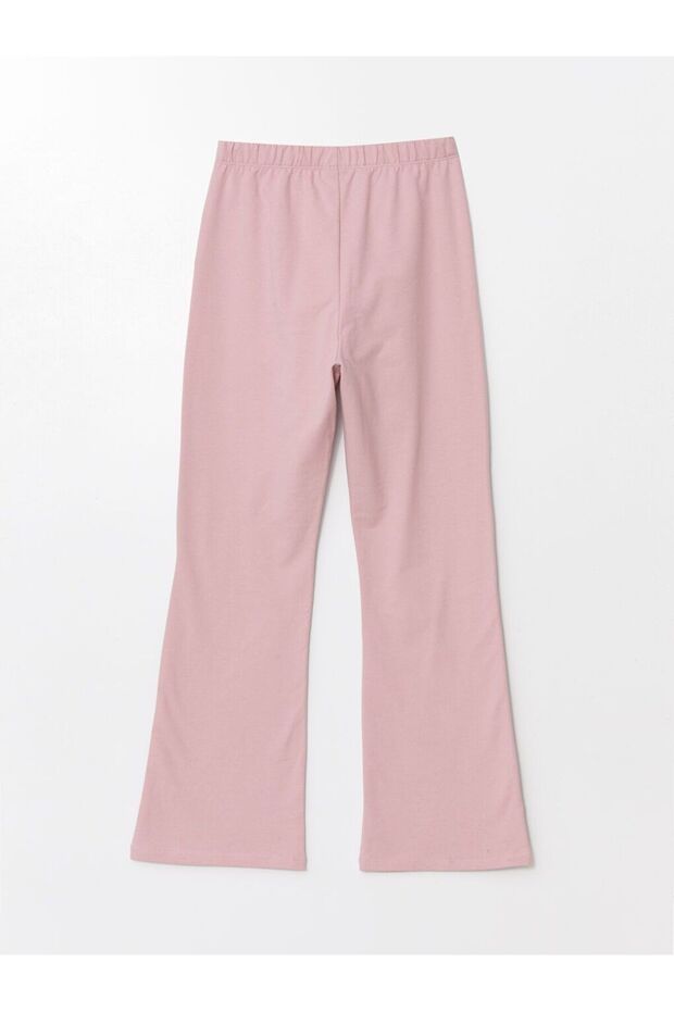 Pembe Beli Lastikli İspanyol Paça Kız Çocuk Tayt - 2