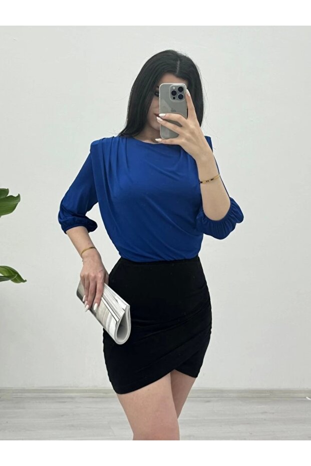 Sendy Blouse with Shoulder Drawstring and Padded Jumpsuit Inside -Saks - 2