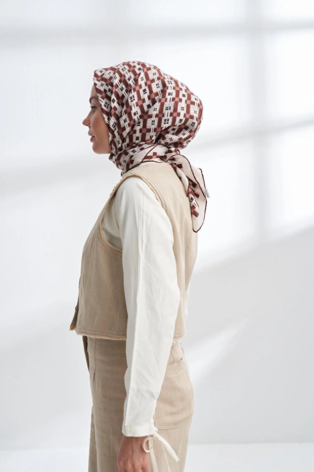 وشاح حريري من نسيج شبكي - 4307-136 - 3