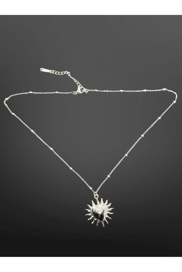 Silver Color Sunlight Heart Figured 316L Steel Women's Necklace | Meaningful and Elegant Design