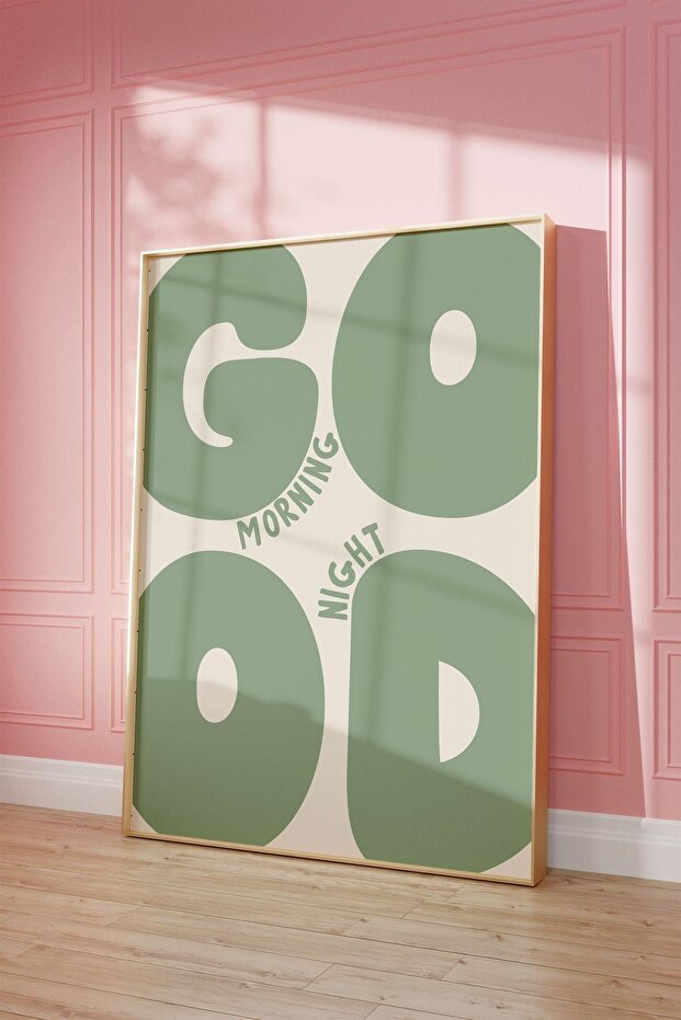Natural Wooden Framed Uv Printing Good Morning / Night Wall Painting – Modern & Stylish Wall Decor