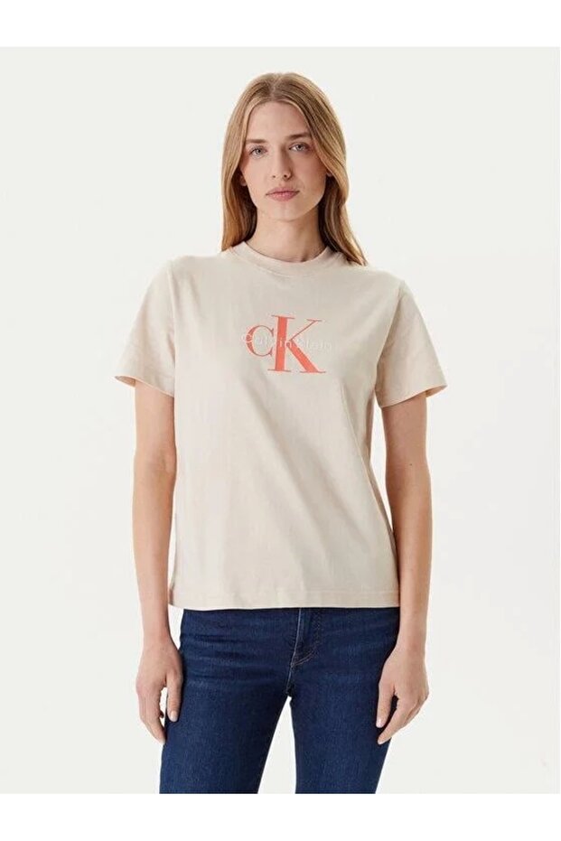 Women's Monogram Logo T-Shirt - Beige