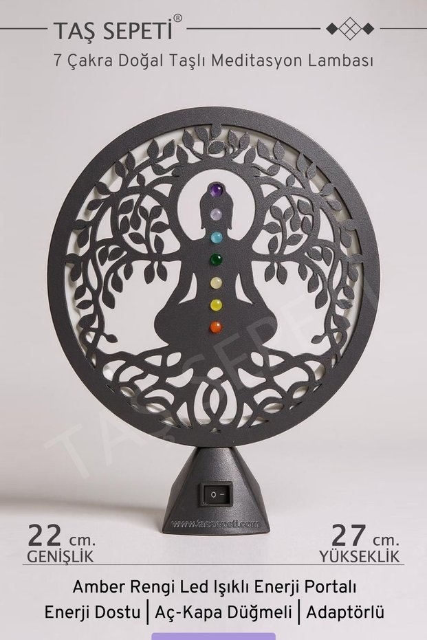7 Chakra Natural Stone Meditation Lamp Amber Led Light Energy Portal Healing Balance Spiritual Decor
