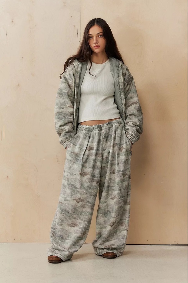 بنطلون Ruth Desert Camouflage Baggy Baloon كبير الحجم قابل للتعديل عند الخصر