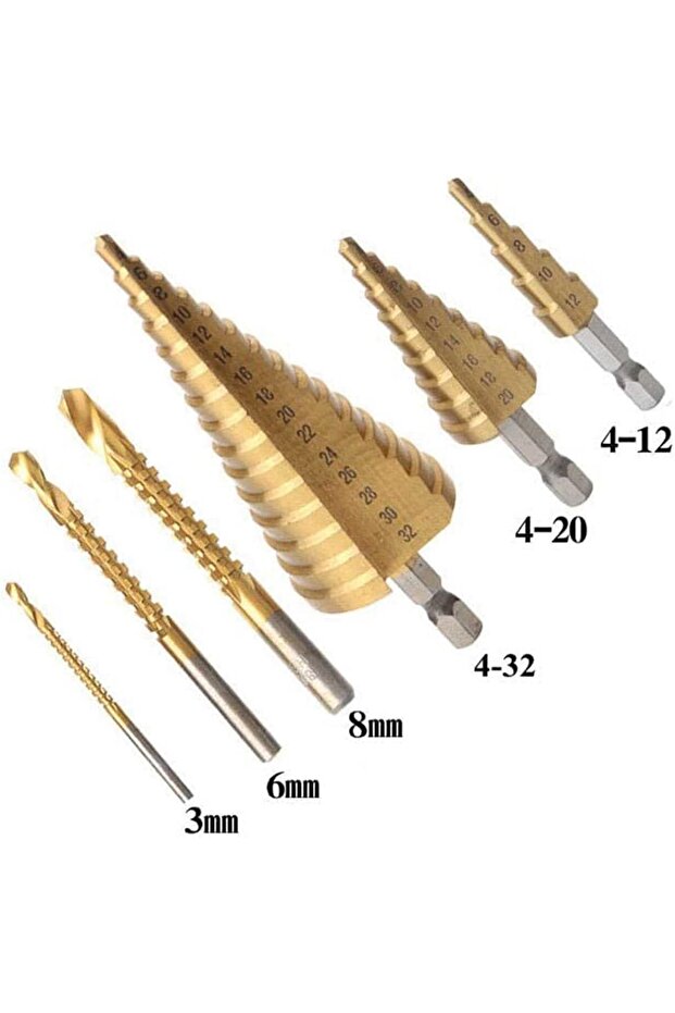 رؤوس مثقاب متدرجة، مجموعة رؤوس مثقاب مطلية بالتيتانيوم، 6 قطع/صندوق - 3