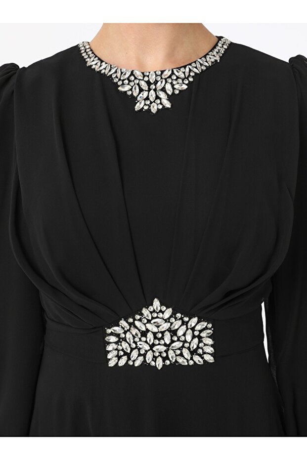 Rochie de seara Hijab - Neagra - - 5