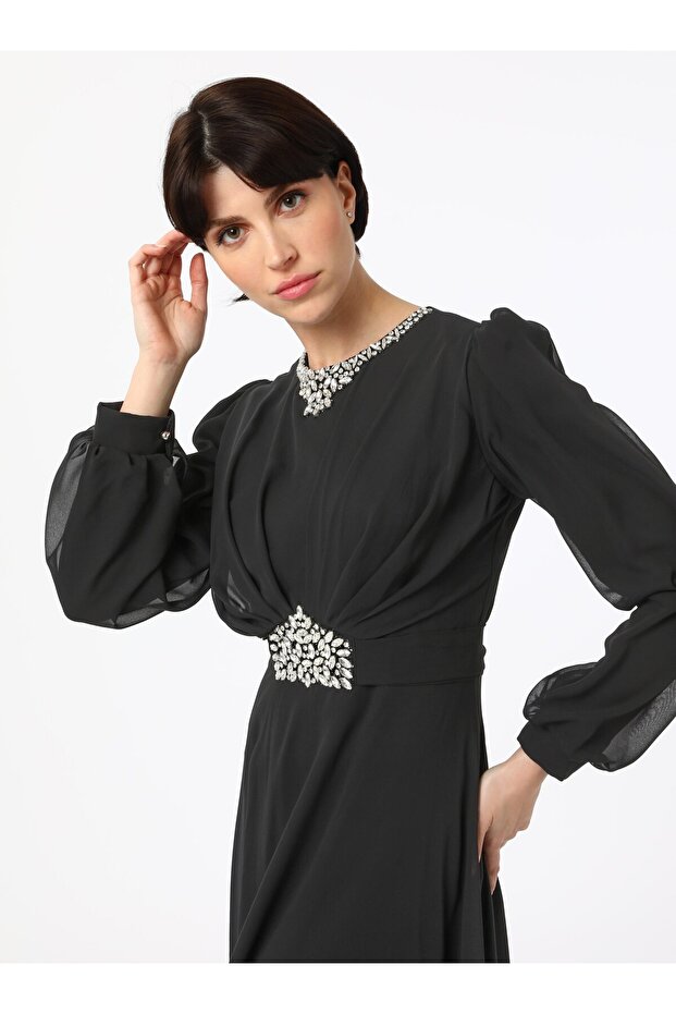 Rochie de seara Hijab - Neagra - - 3