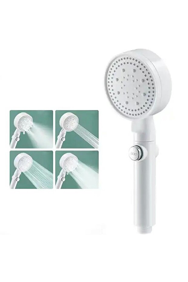 Shower head, 5 functions, plastic, white - 4