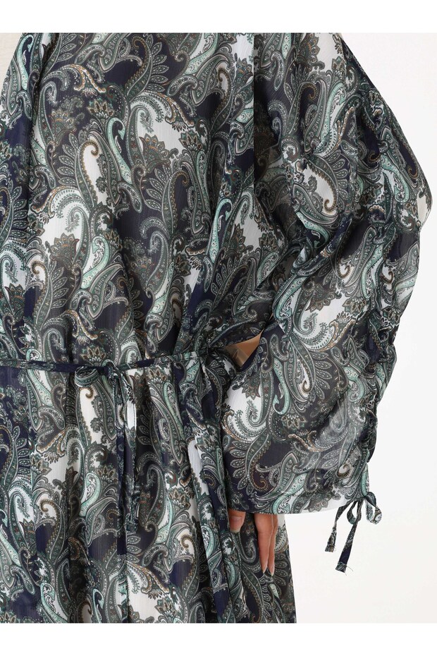 كيمونو شيفون مطبوع - منقوش باللون الأخضر- - 5