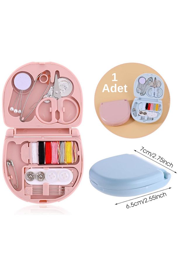 Mini Dikiş Seti Pratik Taşınabilir Plastik Kutu İçinde Acil Onarım ve Dikiş Malzemeleri - 5