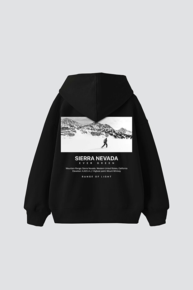 Sierra Nevada Printed Oversize Unisex Black Hoodie