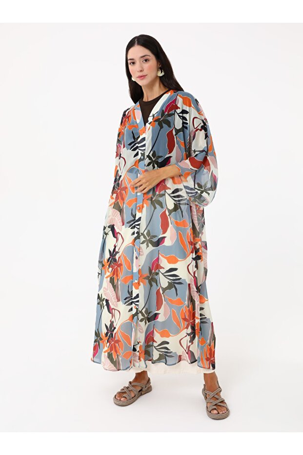 كيمونو شيفون مطبوع - متعدد الألوان - - 6