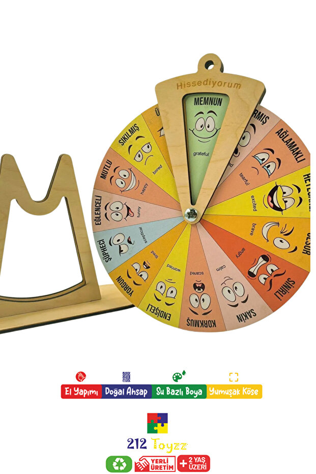 AHŞAP HİSEEDİYORUM YÜZLER İFADELER DUYGU ÇARKI - 3