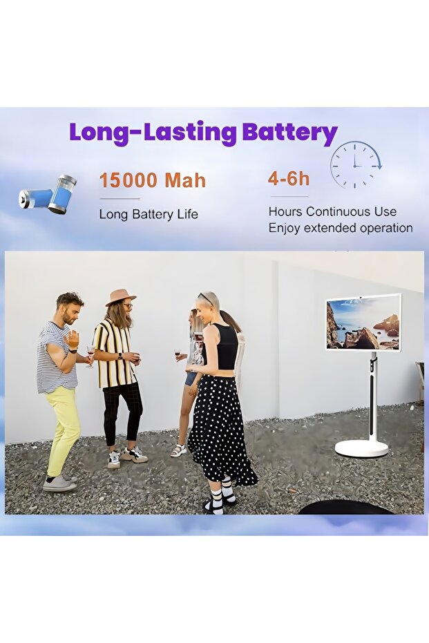 32 Inch Smart Portable TV, Rolling Tablet with Adjustable Floor Touchscreen Monitor,Build-in Camera - 5