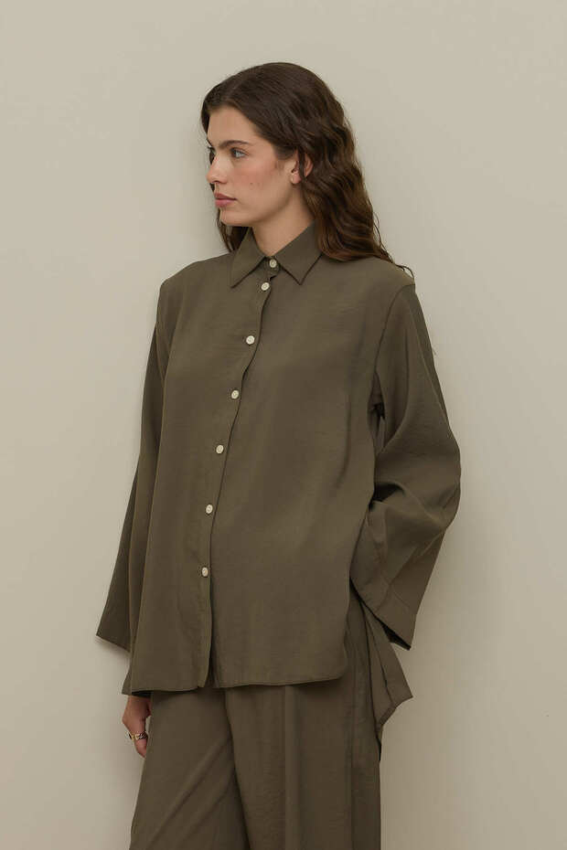 Basic Modal Gömlek Takım Haki - 3
