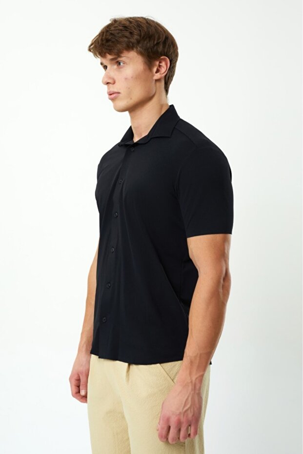 Erkek Siyah Pike Gömlek - 2