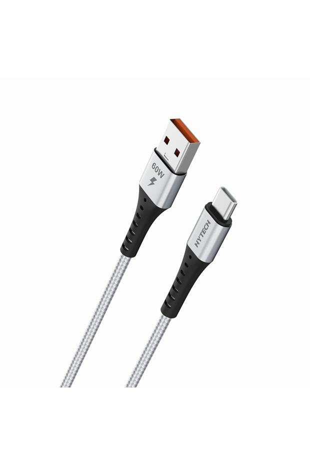 HY-X431 1M 3A Type-C Örgülü Silver Gri Data + Şarj Kablosu - 2