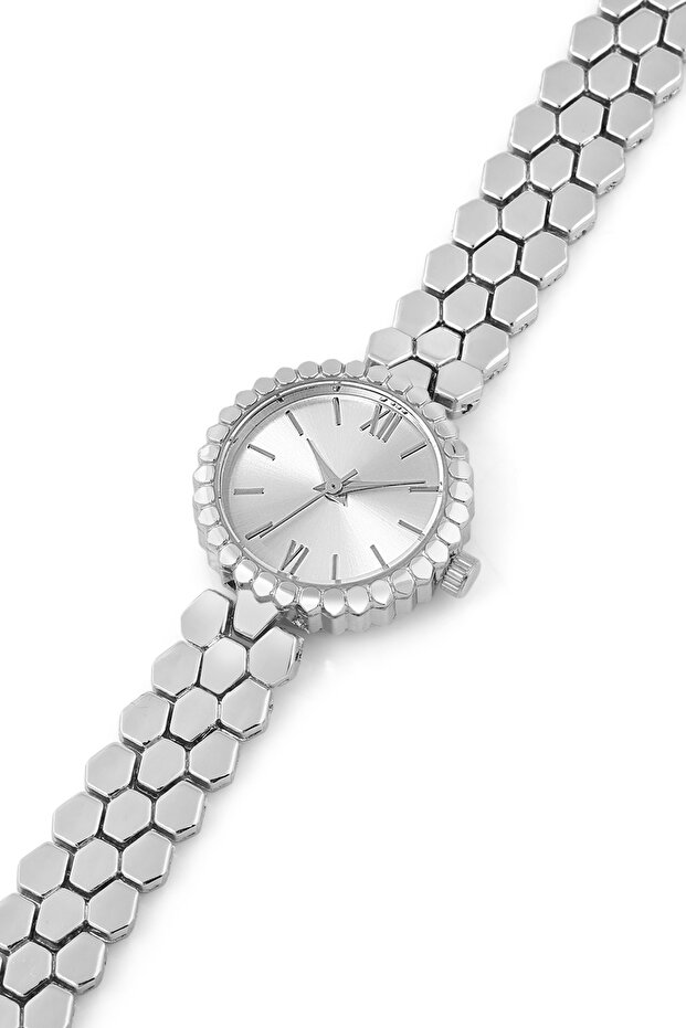 Spectrum Minimal Case Round Dial Snakeskin Pattern Metal Band Women Wrist Watch