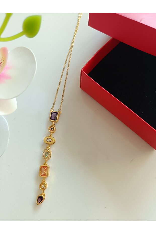 Yedi element çelik Gold kolye - 4