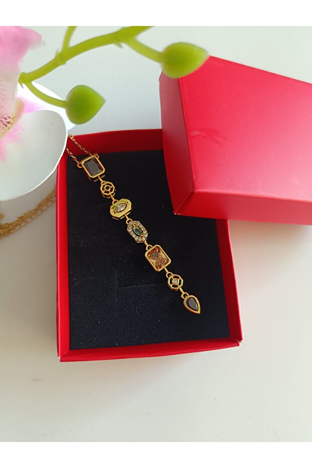 Yedi element çelik Gold kolye - 1