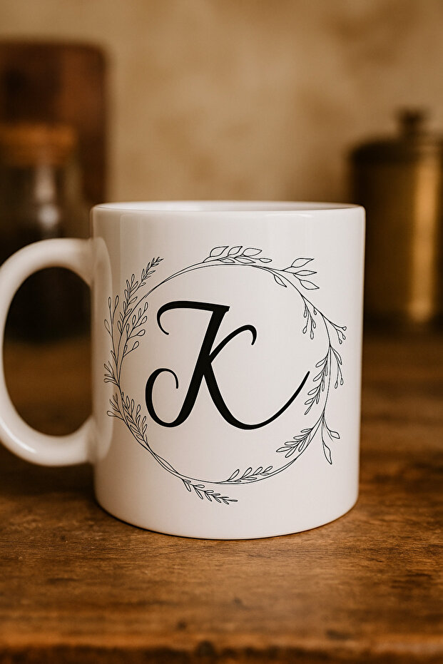 كوب بورسلين كبير الحجم مطبوع عليه حرف K